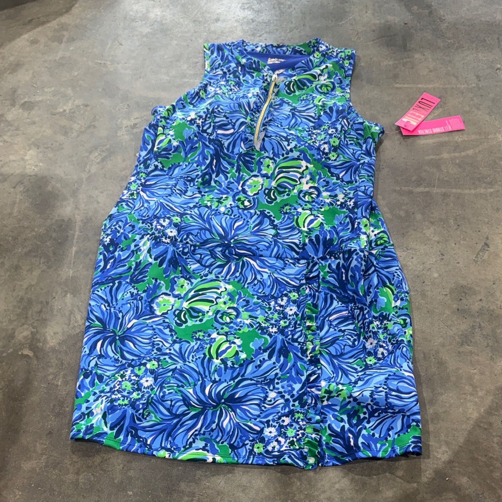 Lilly Pulitzer Abaco Blue & Green Floral Colada Dress